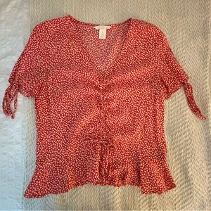 Ditsy floral top with ties and ruching, H&M